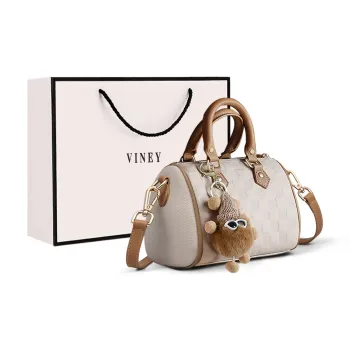 VINEY Cow Leather Handbag, Shoulder Bag, Crossbody Bag Regular Women's Ecru & Apricot