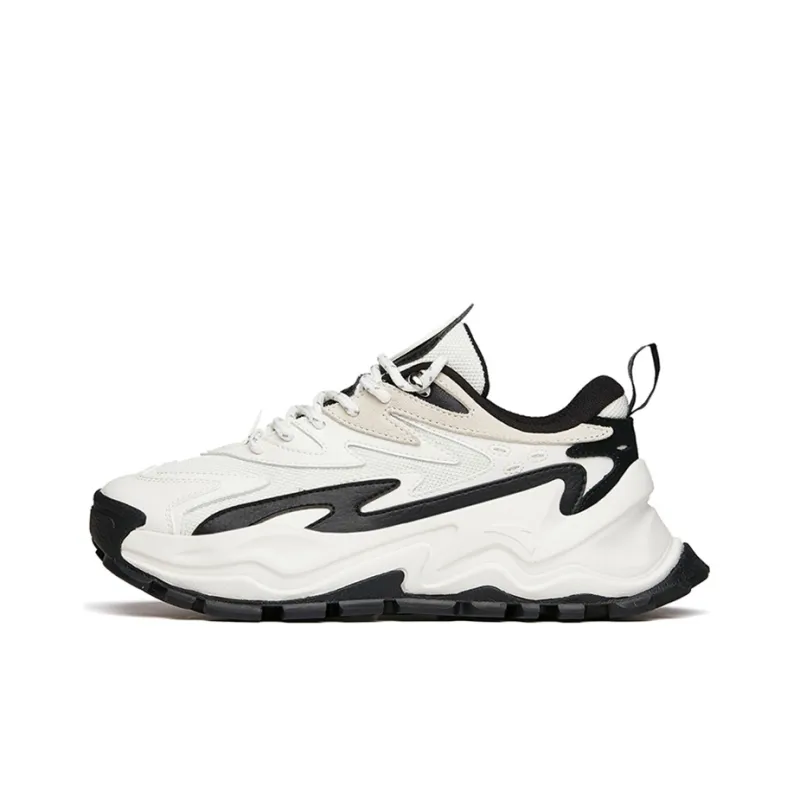 Anta Hot Cushioning, Slip Resistant, And Abrasion Resistant Low Top Chunky Sneakers Women's Black White-0