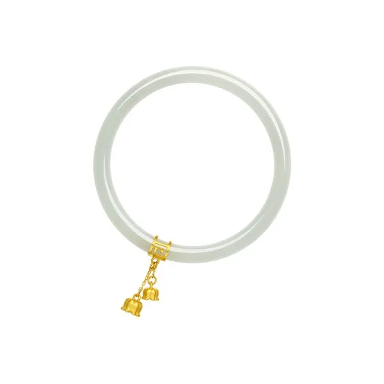 ZHOU LIU FU Bangles Pale Greenish White Jade Unisex-1