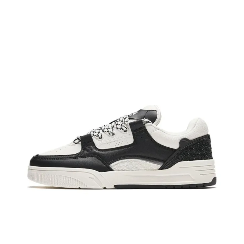 Anta AOJIE Anti Slip Wear Resistant Low Top Skateboard Shoes Men's White Black-0