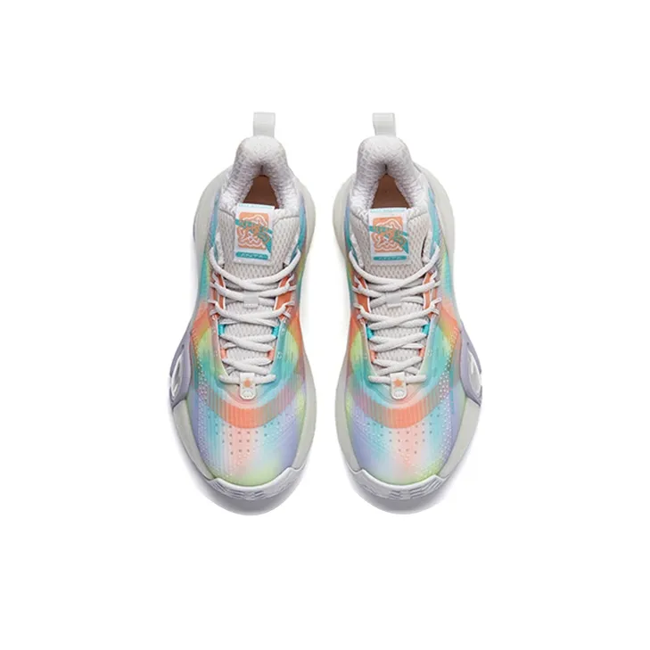 Anta Bubble Bomb Cushioning Anti Slip And Wear Resistant Low Top Basketball Shoes Women's White Green Pink-3