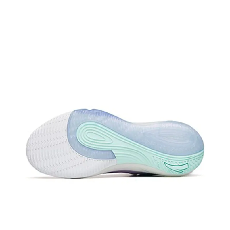 ANTA Bubble Bomb Basketball Shoes Men Low Top Shallow Beach Green/Ivory White/Lotus Purple-5