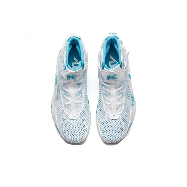 Anta KT5 Cushioning Anti Slip And Wear Resistant High Top Basketball Shoes Men's White Blue-3