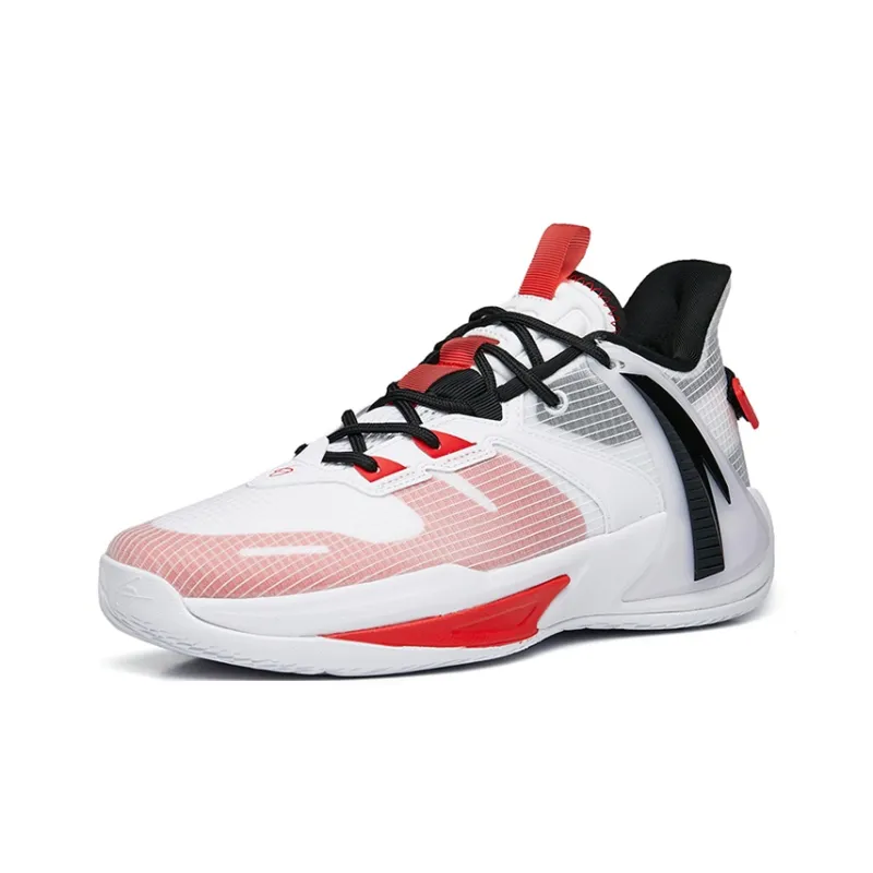 Anta Swoosh 2.0 Anti-Slip Wear-Resistant Low-Top Performance Basketball Shoes Men's White Red Black-2