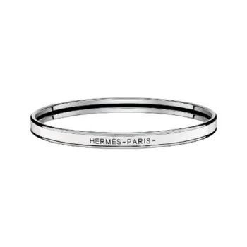 HERMES Enamel Bangles Unisex White