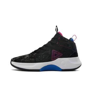 PEAK Ranger Anti Slip Wear Resistant High Top Performance Basketball Shoes Black Purple Red