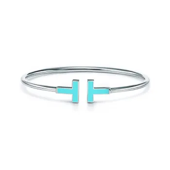 TIFFANY & CO. T 18K Gold, Turquoise Bangles Women's Silver