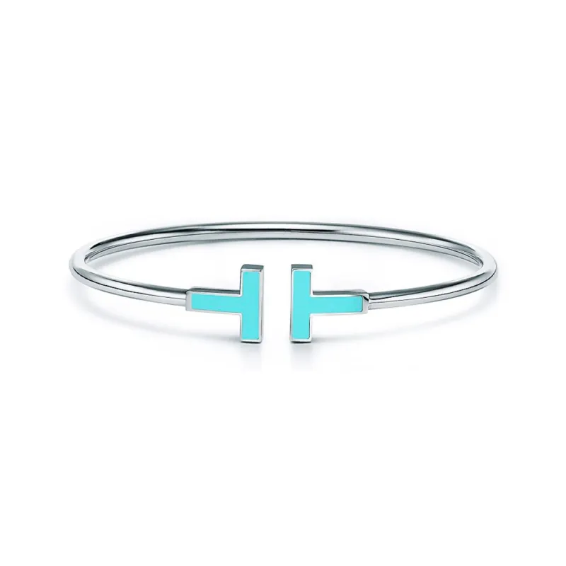 TIFFANY & CO. T 18K Gold, Turquoise Bangles Women's Silver-0