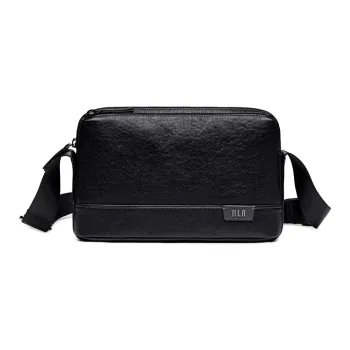 HLA Top Grain Cow Leather Crossbody Bag Shoulder Bag Messenger Bag Regular Men's Black