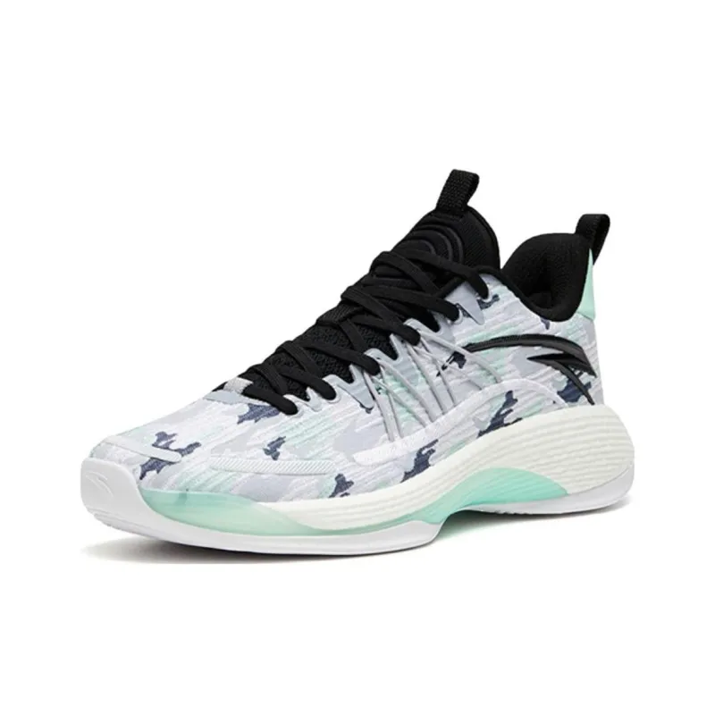 Anta Skyline Team Cushioning Anti-Slip And Wear-Resistant Low-Top Basketball Shoes Men's Gray Porcelain Green-1