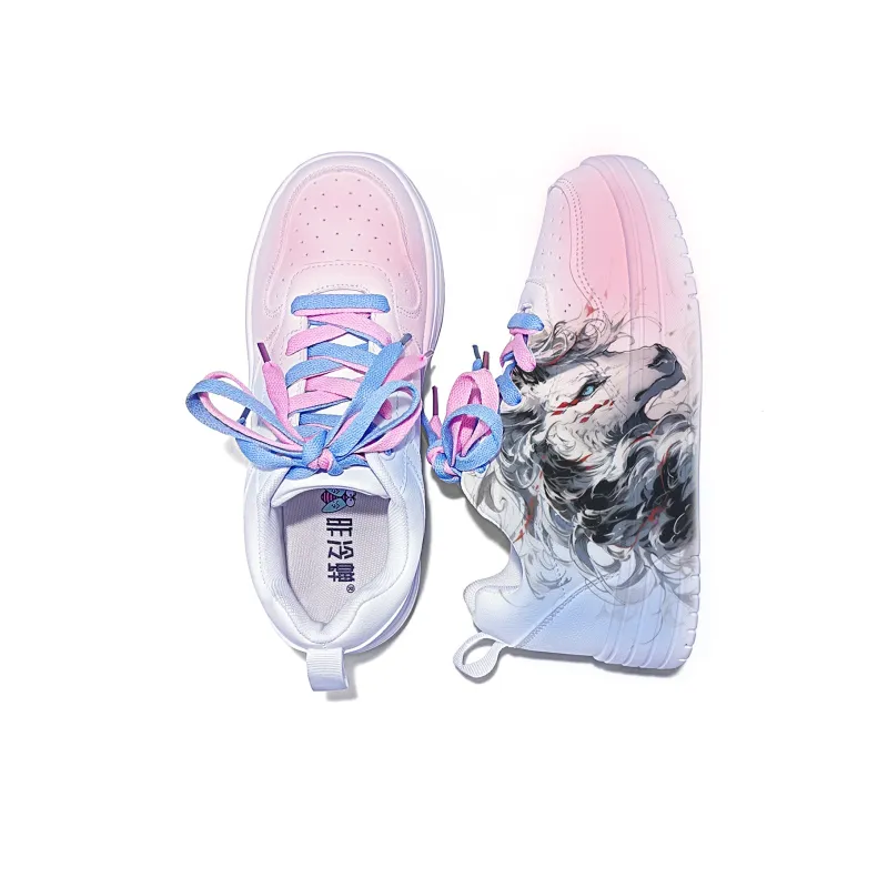 Cold Cicadas Yesterday Low Top Skateboard Shoes Unisex White Pink Blue-2
