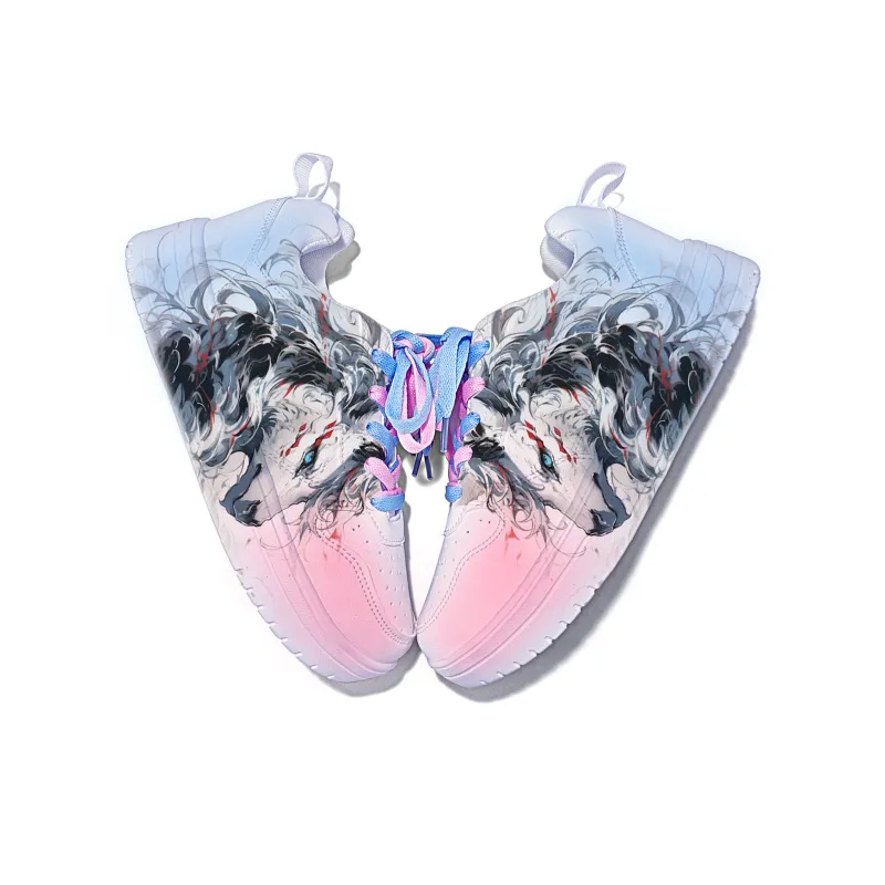 Cold Cicadas Yesterday Low Top Skateboard Shoes Unisex White Pink Blue-3