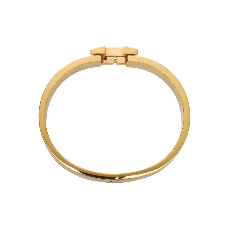 HERMES Gold-Plated Bangles Women's White/Gold-4