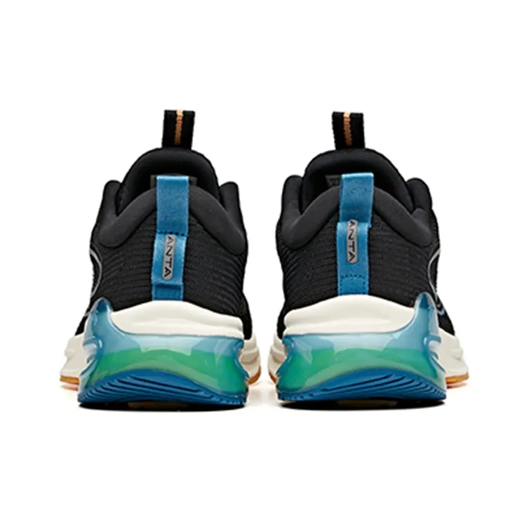 Anta Tron 1.0 Cushioned Slip-Resistant Abrasion-Resistant Breathable Low-Top Running Shoes Men's Black Blue White-4