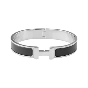 HERMES Palladium Plated Bangles Unisex Matte Black