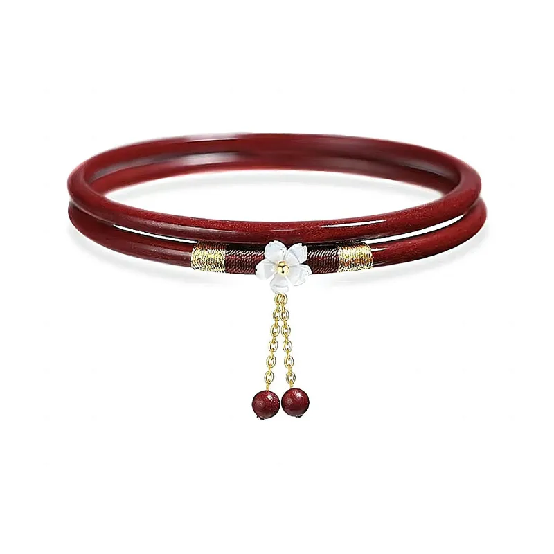 Seven Little Craftsmen Reconstructed Cinnabar Jade Bangles Women's-3
