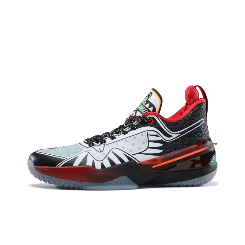 PEAK Flash 3 Cushioning Anti-Slip Wear-Resistant Coverage Support Rebound Mid-Top Taichi Basketball Shoes Black White-0