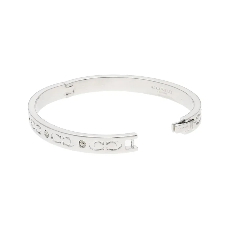 COACH Brass Plated, Rhinestone Bangles Women's Silver-1