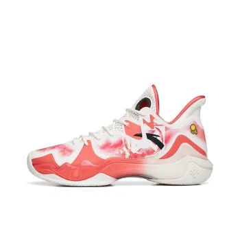 Anta Shock Wave 4 Wear Resistant Slip Resistant Low Top Performance Basketball Shoes Men's White Pink