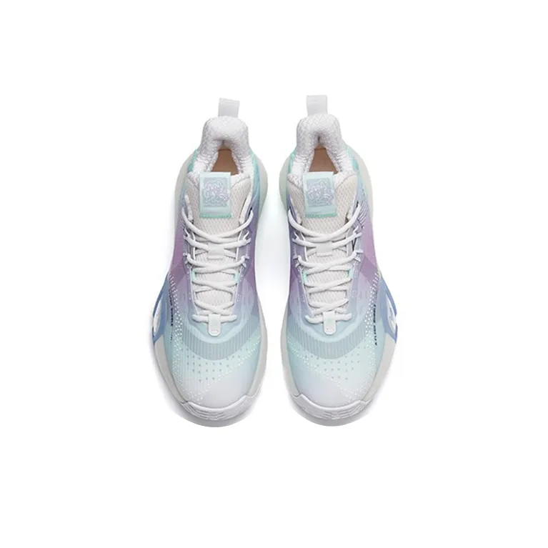 ANTA Bubble Bomb Basketball Shoes Men Low Top Shallow Beach Green/Ivory White/Lotus Purple-3