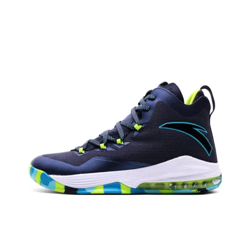 ANTA The Shield 1 Basketball Shoes Men High-Top Deep Navy Blue/Neon Green/ANTA White