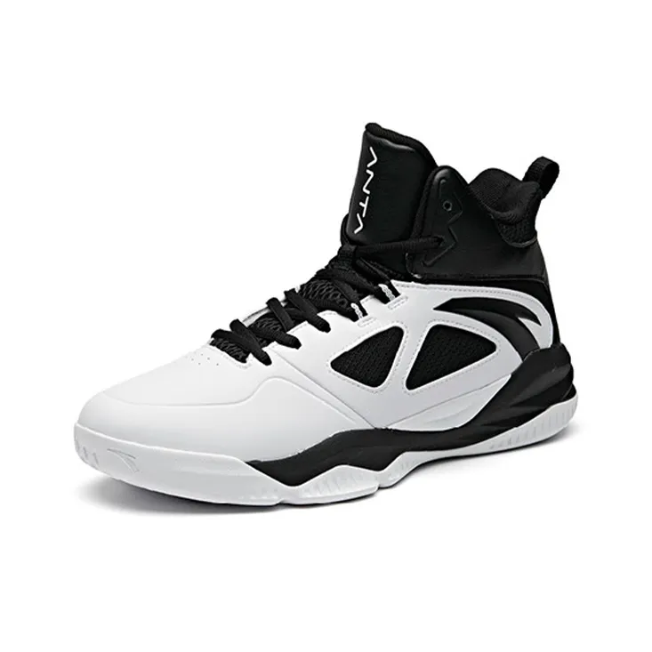 Anta Bastard Cushioning Anti-Slip And Wear-Resistant Mid-Top Vintage Basketball Shoes Men's White Black-2