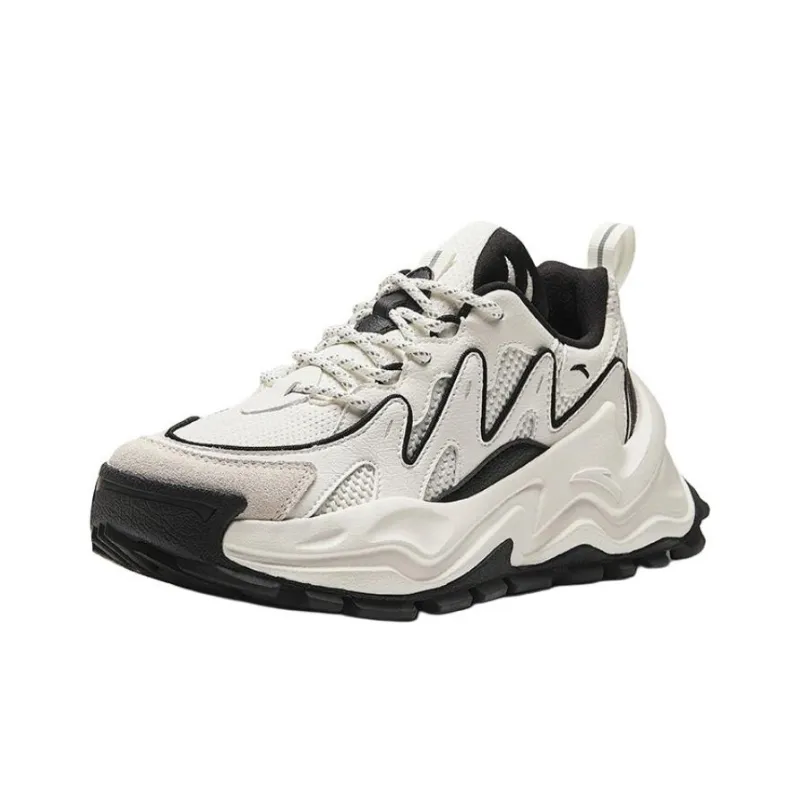 Anta Hot Anti Slip Wear Resistant Low Top Chunky Sneakers Women's Black White-1