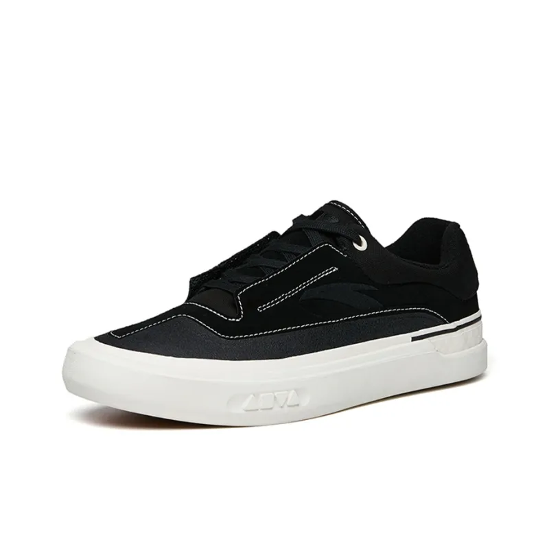 Anta Ao Li Low Top Skateboard Shoes Men's Black Leather Suede-1
