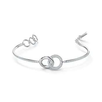 Swarovski Stone Bangles Women's White Gold Plated