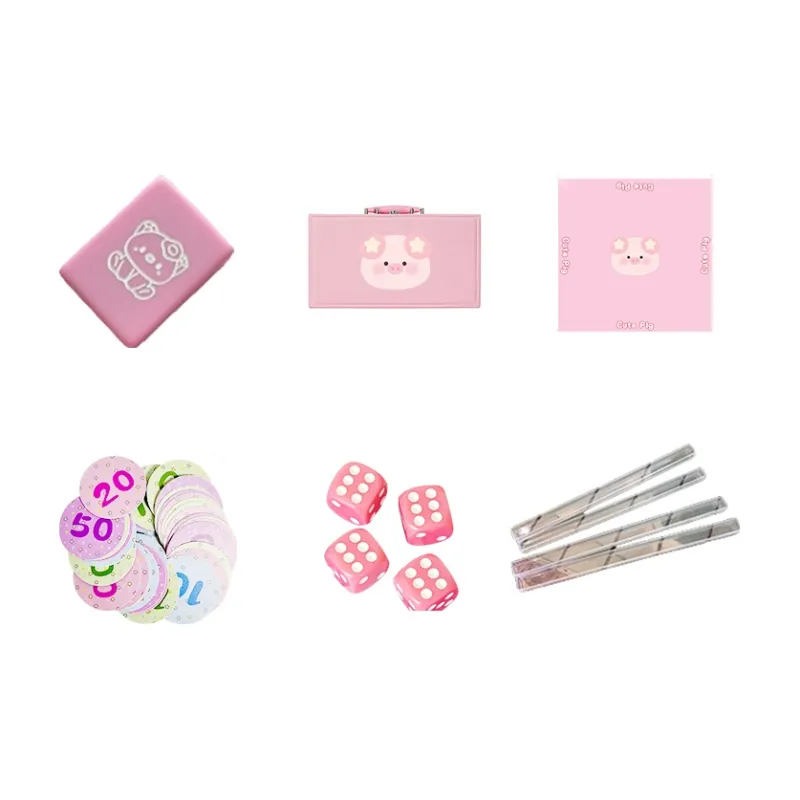 Imono Mahjong Small Size Mini Portable Travel 'Smooth Sailing In Pig Matters' Cute Cartoon Pink 26/30 Board Games-8