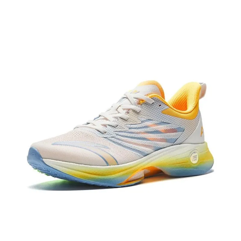 Anta MACH 3.0 Anti-Slip Wear-Resistant Low-Top Running Shoes Men's White Blue Yellow-1