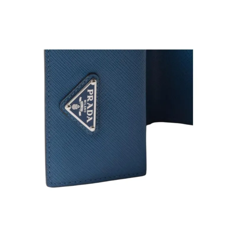 PRADA Saffiano Leather Wallet Regular Men's Blue-4