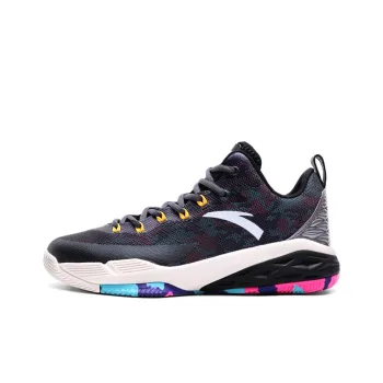 Anta Rhomboid Anti Slip Wear Resistant Low Top Basketball Shoes Black Gray Color