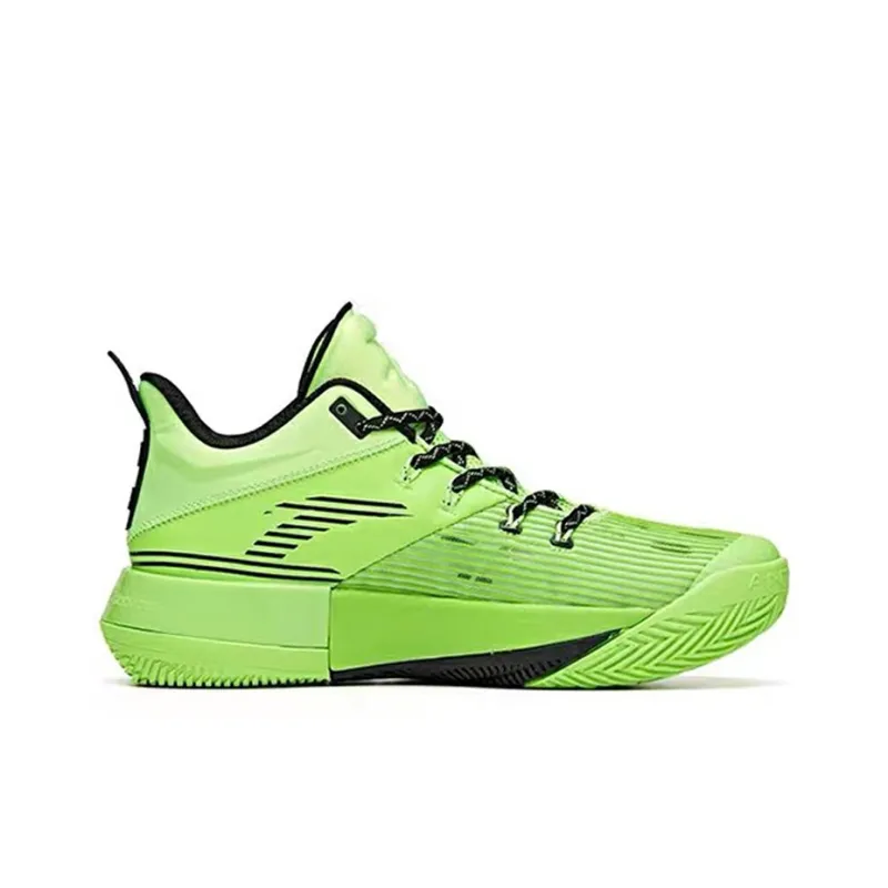 Anta Attack 2 Cushioning Anti Slip And Wear Resistant Mid Top Basketball Shoes Men's Black Green-1