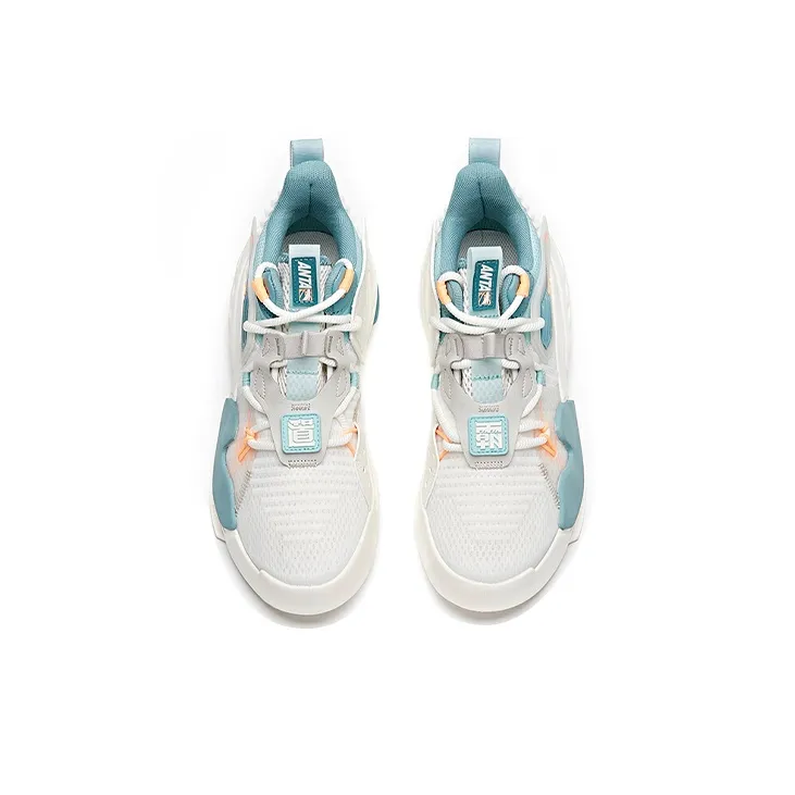 Anta Bastard Non-slip Lightweight Mid-Top Skateboard Shoes Men's White Blue Green-2