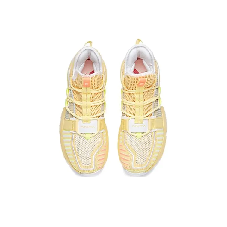 Anta Craze 1 Cushioning Anti Slip And Wear Resistant High Top Basketball Shoes Men's Yellow White-3