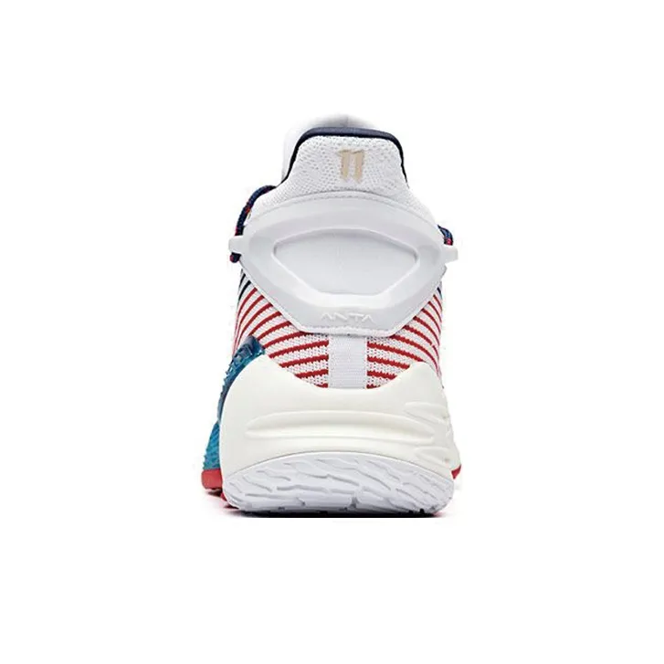 Anta KT4 Cushioning Anti-Slip And Wear-Resistant High-Top Basketball Shoes Blue White Red-3
