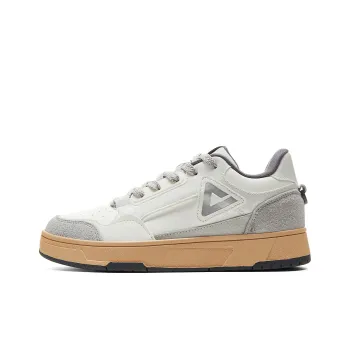 PEAK State Pole Pictorial Skateboard Shoes Men Low Top Gray White