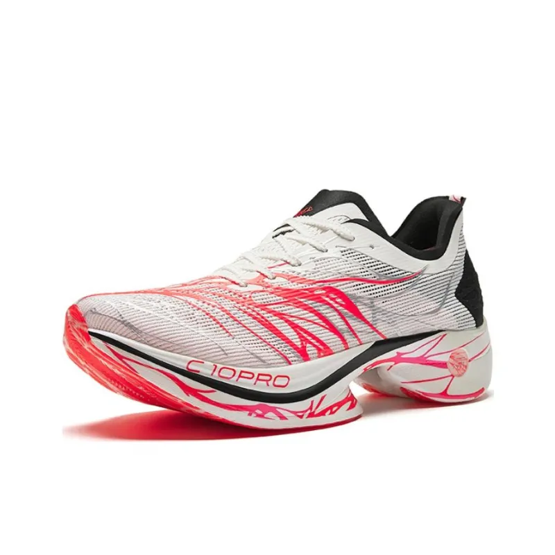 Anta C10 Pro Cushioned Slip Resistant Low Top Running Shoes Men's White Red-1