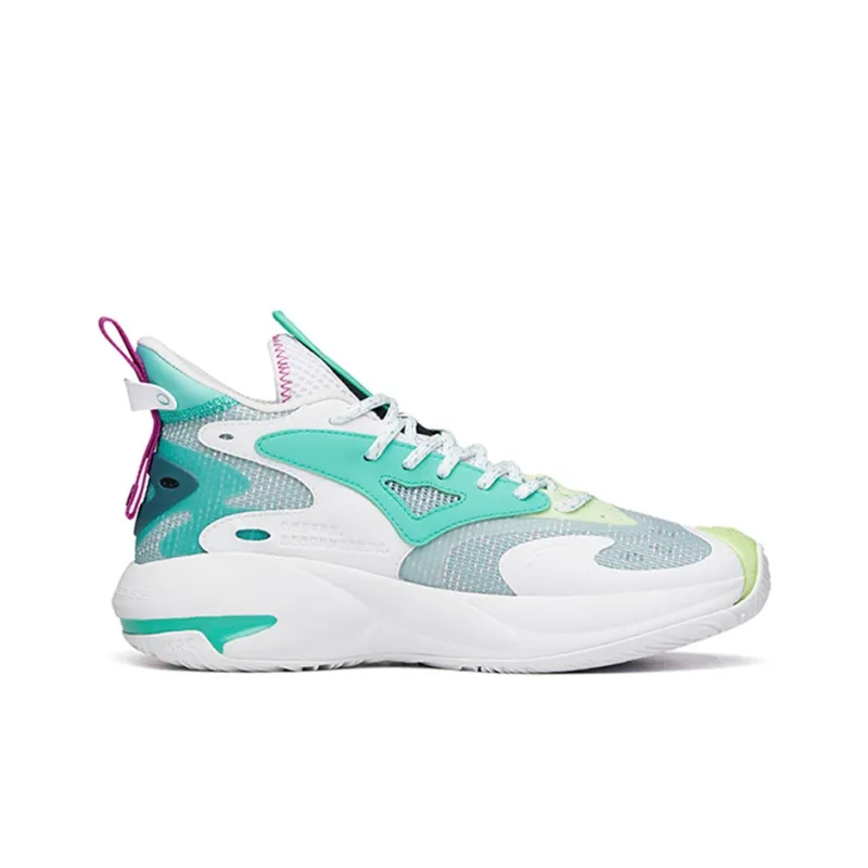 Anta Berserk 3 Abrasion Resistant Breathable Mid Top A Flashedge Basketball Shoes Men's White Green-1