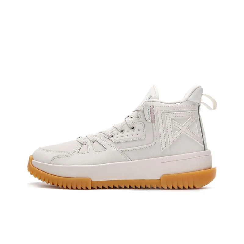 Anta Anti-Slip And Wear-Resistant Cushioning Coverage Mid-Top Basketball Shoes Men's Muddy Sandy Gray-0