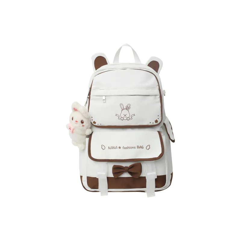 Cwatcun Nylon Backpack Unisex White & Black/White & Pink/White & Brown/White & Blue/Pink-6