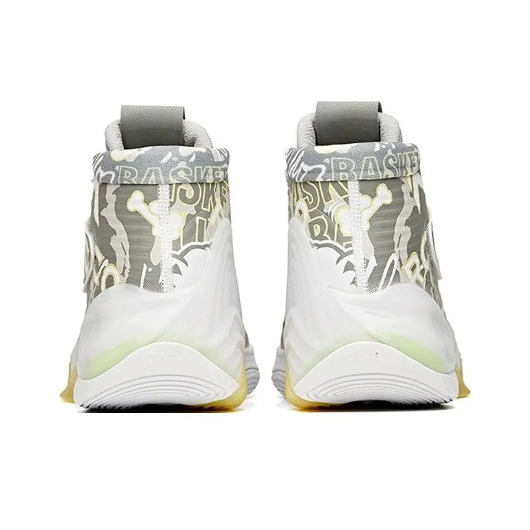 Anta KT6 Cushioning Coverage Support High Top Basketball Shoes Men's Gray White Yellow-3