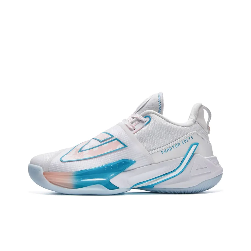 PEAK Magic Horse 1.0 Wear Resistant Slip Resistant Low Top Performance Basketball Shoes Men's White Blue-0