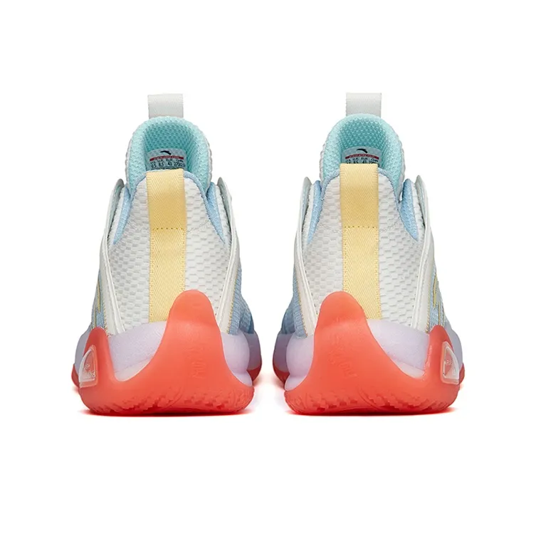 Anta Cement Bubble 2.0 Slip Resistant Low Top Performance Basketball Shoes Men's White Blue, Jelly Upper Blue-3
