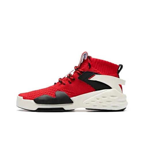 Anta Bastard Anti Slip Wear Resistant High Top Skateboard Shoes Men's Red White