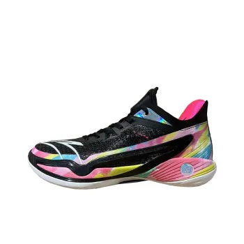 Anta Lighthearted 4 Cushioning Wear Resistant Low Top Basketball Shoes Men's Black Pink