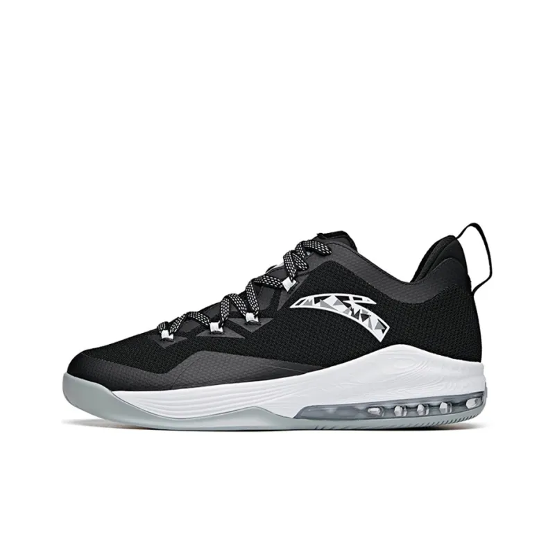 Anta Divine Shield Cushioning Anti Slip Wear Resistant Breathability Low Top Basketball Shoes Men's Black White-0