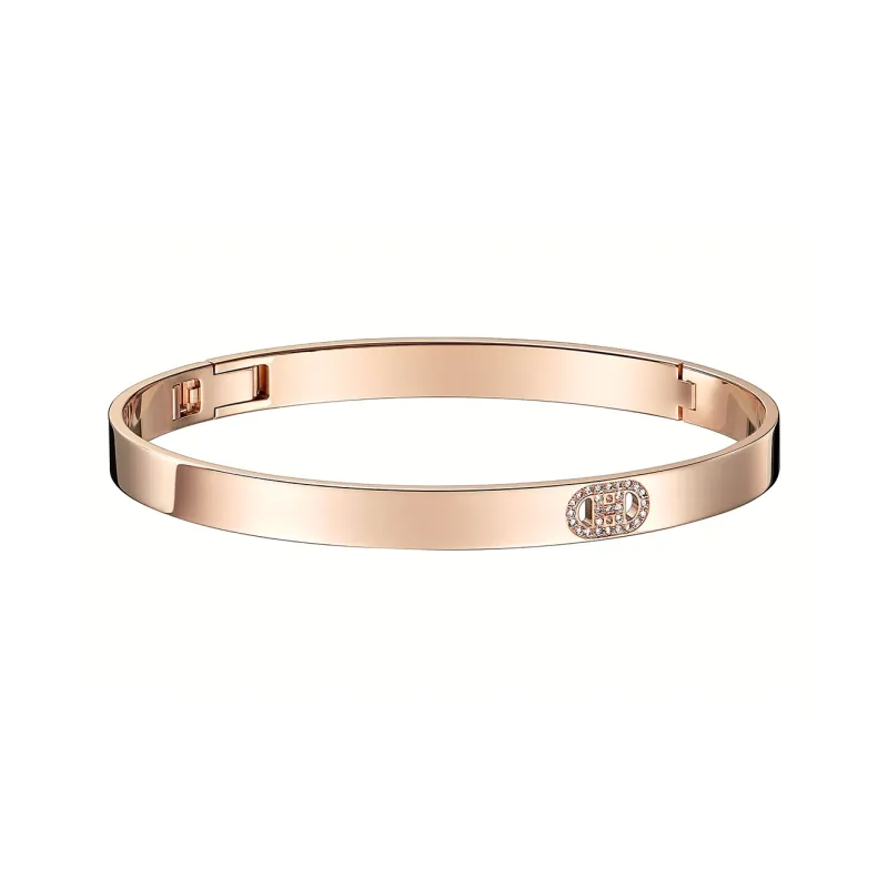 HERMES 18-carat Rose Gold Set With Diamonds Bangles Unisex-0