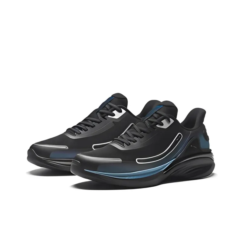 Anta City Cushioned Slip-Resistant Abrasion-Resistant Low-Top Running Shoes Men's Black Blue Silver-1
